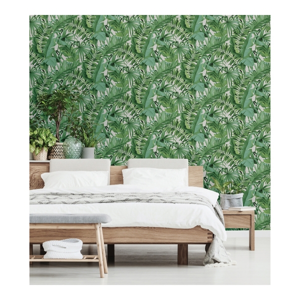 Green Tropical Leaves Peel & Stick Wallpaper