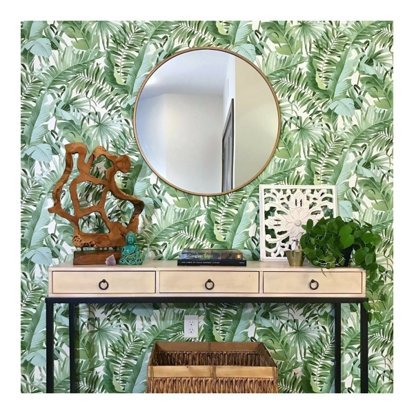 Green Tropical Leaves Peel & Stick Wallpaper