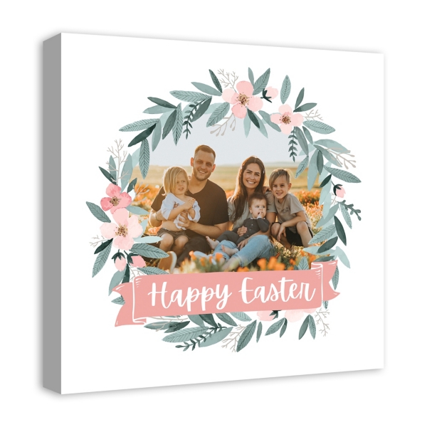 Personalized Photo Easter Wreath Canvas Plaque