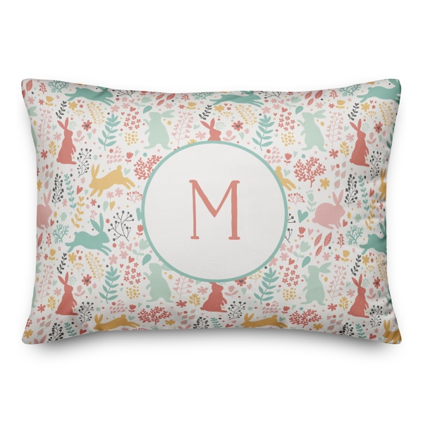 Personalized Easter Bunny Pattern Outdoor Pillow