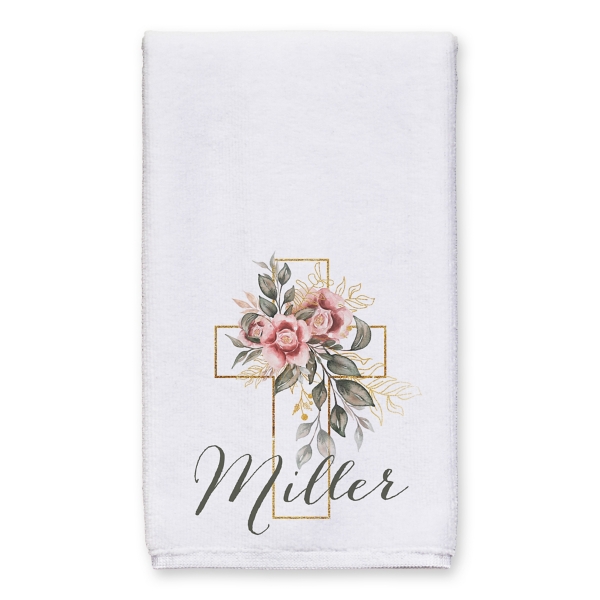 Personalized Floral Cross Tea Towels, Set of 2