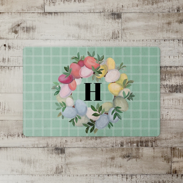 Personalized Green Easter Wreath Floor Mat