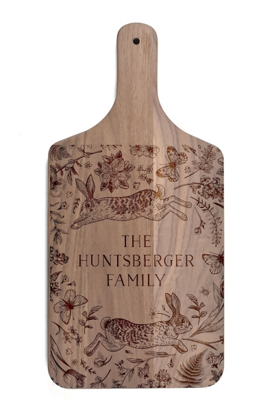Personalized Vintage Bunnies Walnut Serving Board