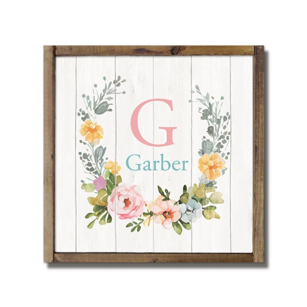 Personalized Monogram Floral Wood Wall Plaque