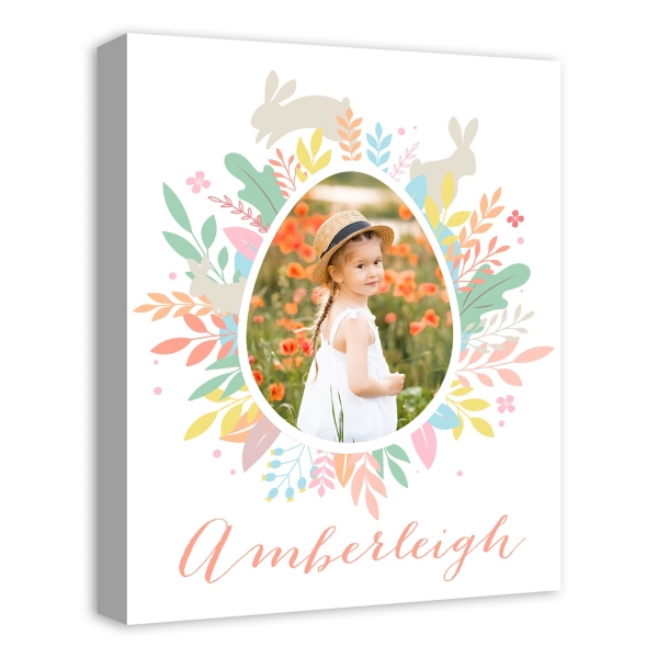 Personalized Photo Egg Wreath Canvas Print