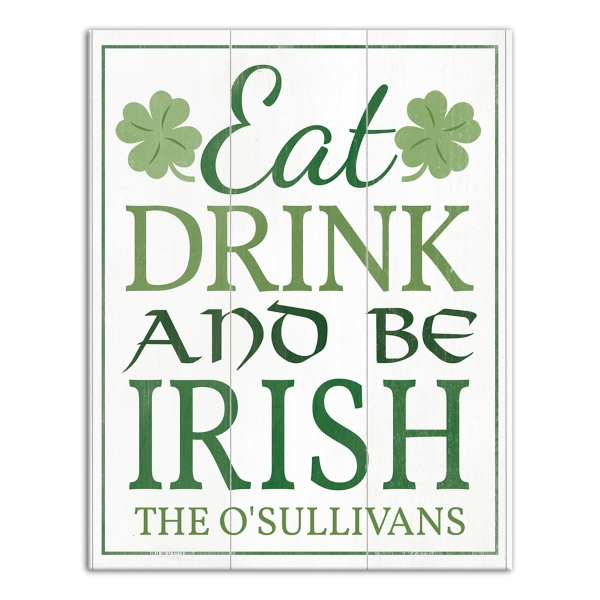 Personalized Eat Drink and Be Irish Canvas Print