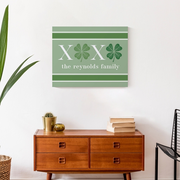 XOXO Clover Personalized Canvas Wall Plaque