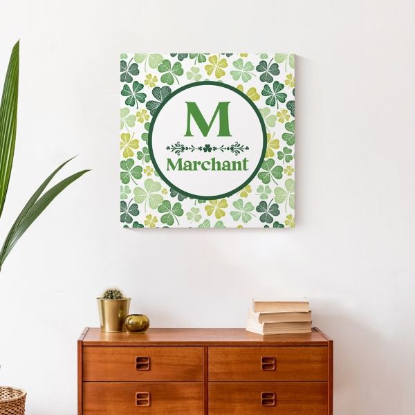 Clover Personalized Monogram Canvas Wall Plaque
