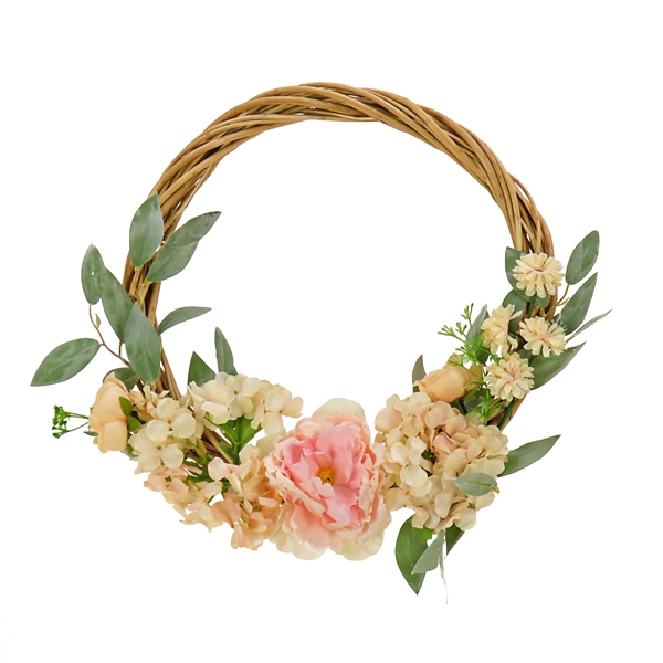 Rose and Peony Half Hoop Wreath