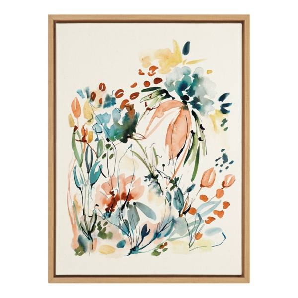 Watercolor Floral Framed Canvas Art Print