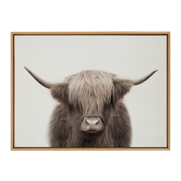 Neutral Highland Cow Framed Canvas Print, 28x38
