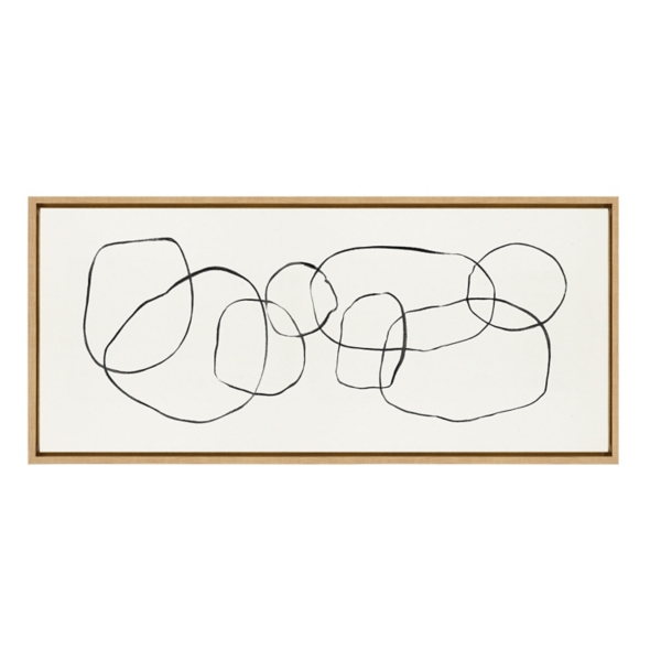 Neutral Abstract Circles Framed Canvas Art Print