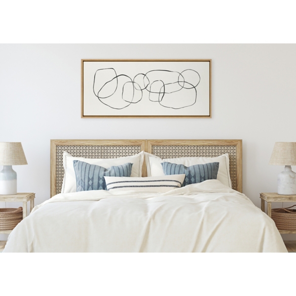 Neutral Abstract Circles Framed Canvas Art Print