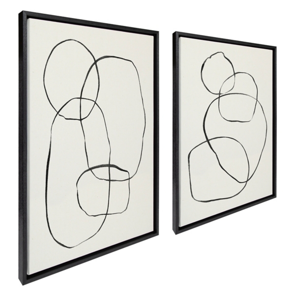 Dancing Circles Framed Canvas Art Prints, Set of 2