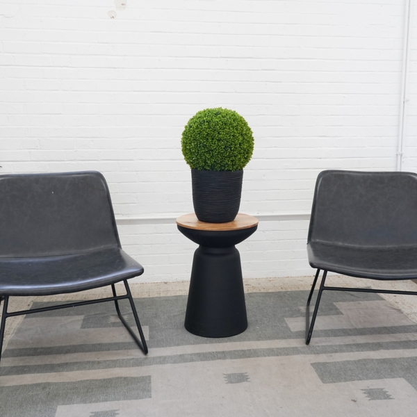 Boxwood Topiary in Decorative Black Pot