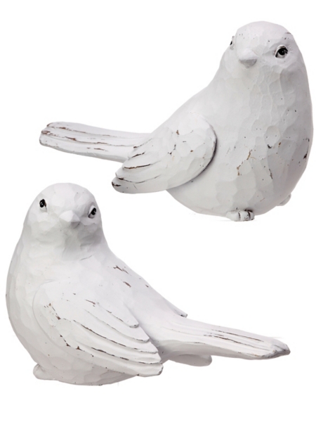 White Lovebird Figurines, Set of 2