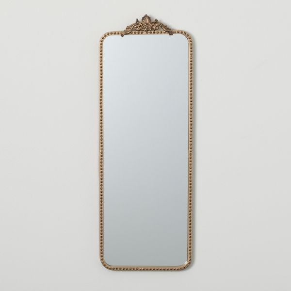 Gold Metal Beaded Frame Vintage Wall Mirror