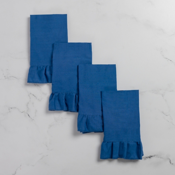 Navy Ruffle Napkins, Set of 4