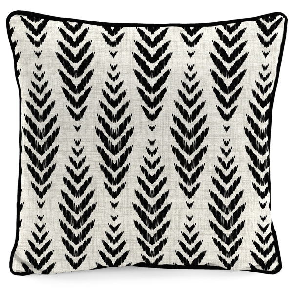 Black & White Geometric Leaves Outdoor Pillow