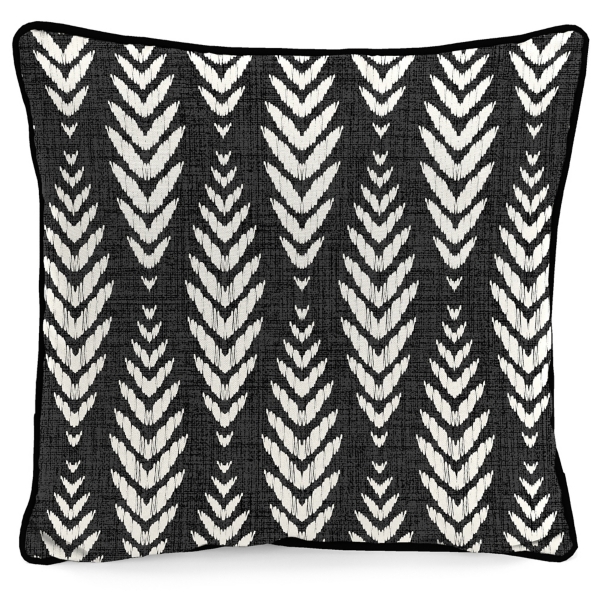 Black & White Geometric Leaves Outdoor Pillow