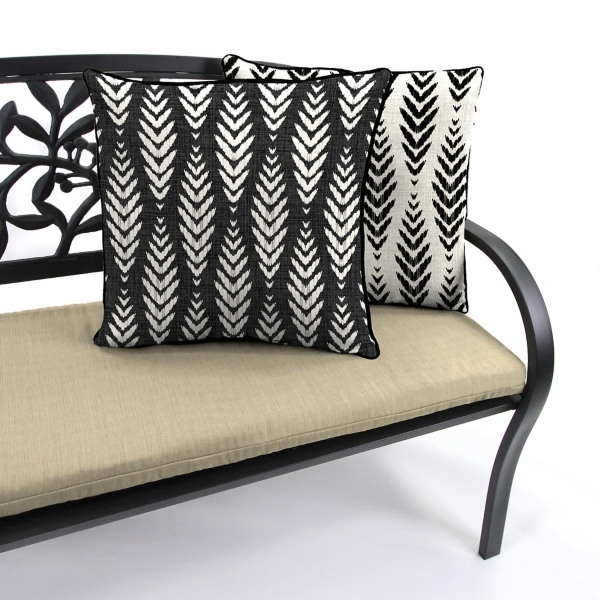 Black & White Geometric Leaves Outdoor Pillow