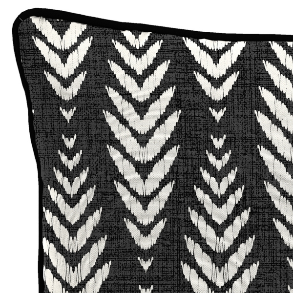 Black & White Geometric Leaves Outdoor Pillow