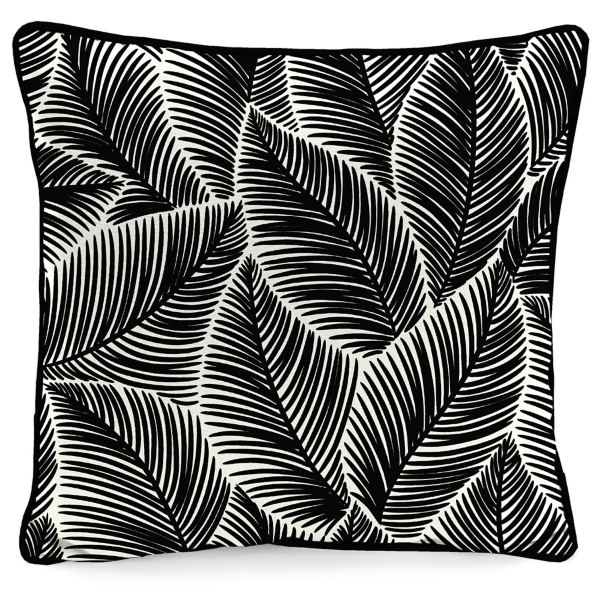 Black & White My Happy Place Outdoor Pillow