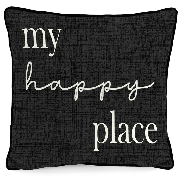 Black White My Happy Place Outdoor Pillow Kirklands Home