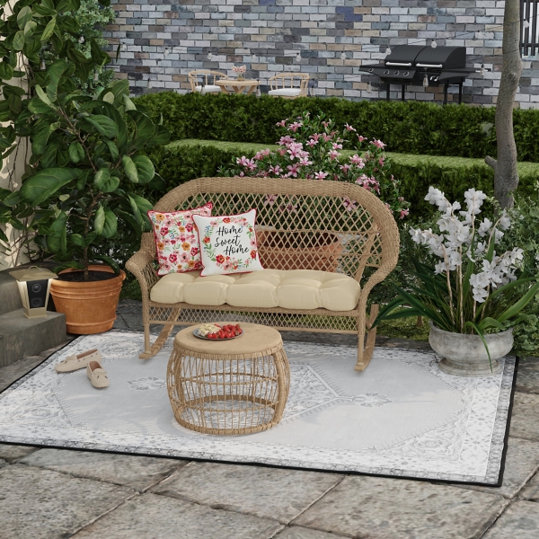 Floral Home Sweet Home Outdoor Pillow