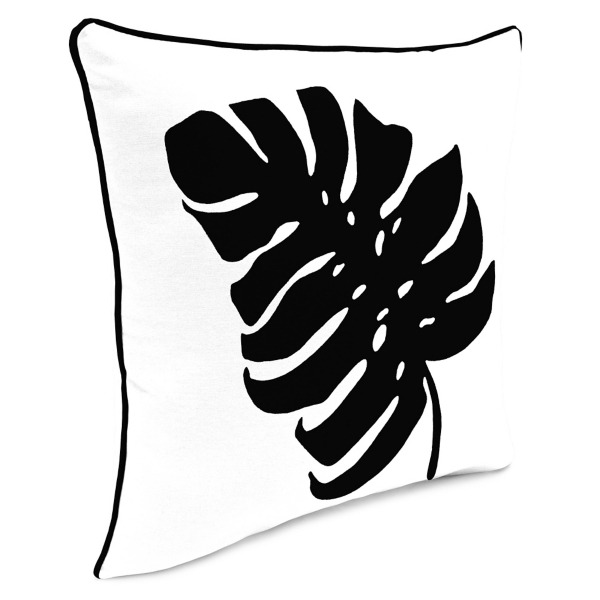 Black and White Palm Leaf Outdoor Pillow
