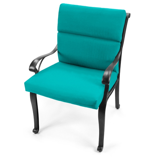 Turquoise Canvas French Edge Outdoor Chair Cushion
