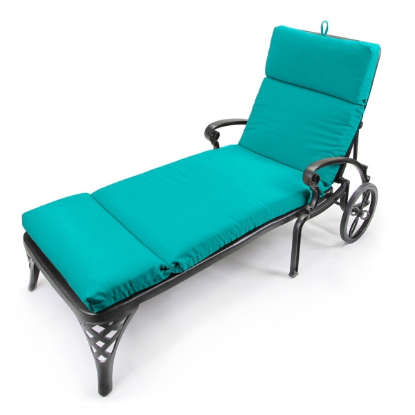 Turquoise Canvas French Edge Chaise Cushion