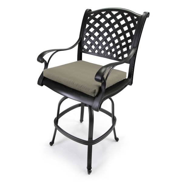 Taupe French Edge Outdoor Chair Cushions, Set of 2