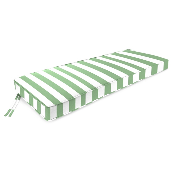 Green Striped Outdoor Settee Cushion