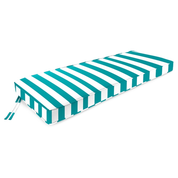 Turquoise Striped Outdoor Settee Cushion