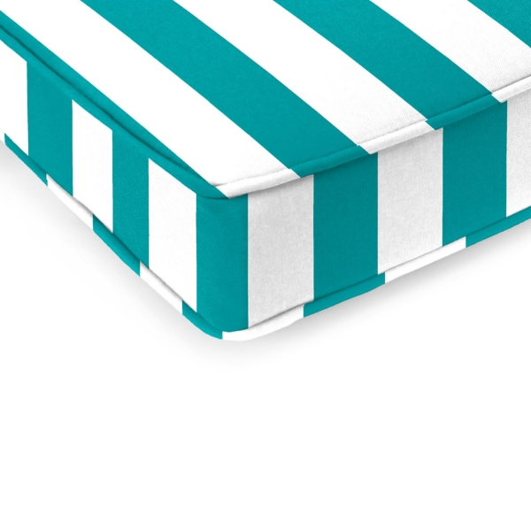 Turquoise Striped Outdoor Settee Cushion
