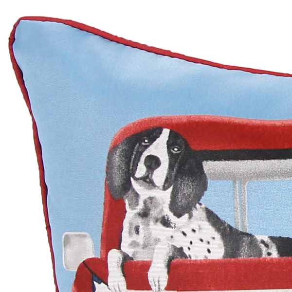 Dog in Truck and Plaid Outdoor Pillows, Set of 2
