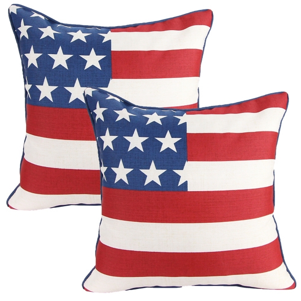 American Flag Outdoor Pillows, Set of 2