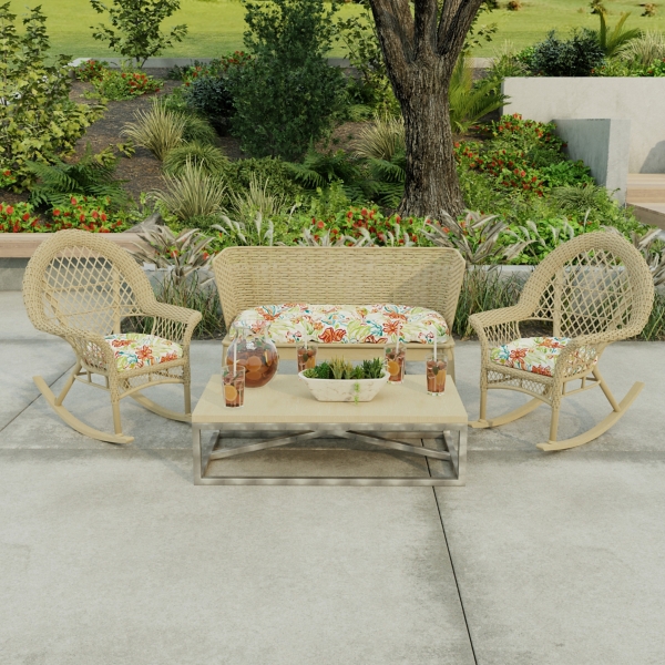 Floral 3-pc. Chair and Bench Outdoor Cushion Set