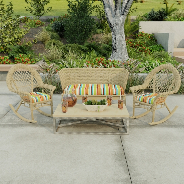 Striped 3-pc. Chair and Bench Outdoor Cushion Set