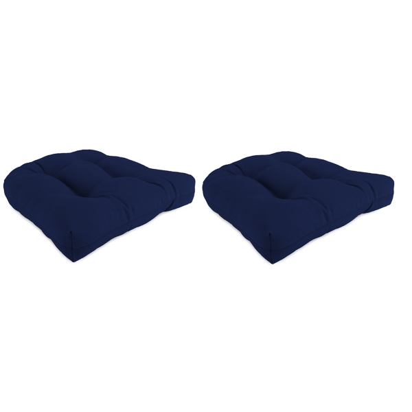 Navy Tufted Outdoor Chair Cushions, Set of 2