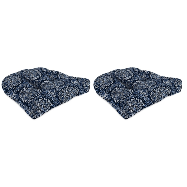 Navy Medallion Outdoor Chair Cushions, Set of 2