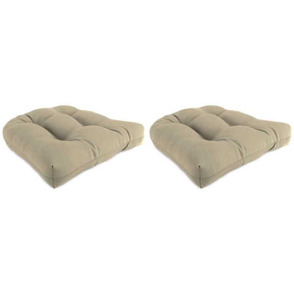 Beige Tufted Outdoor Chair Cushions, Set of 2