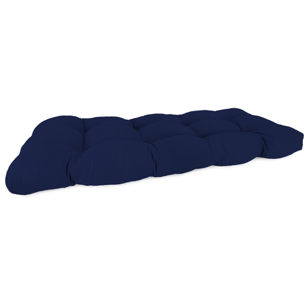 Navy Tufted Canvas Outdoor Bench Cushion