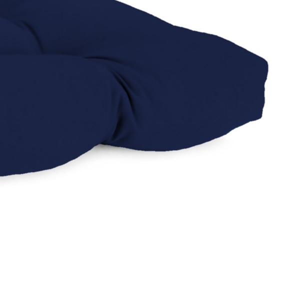 Navy Tufted Canvas Outdoor Bench Cushion