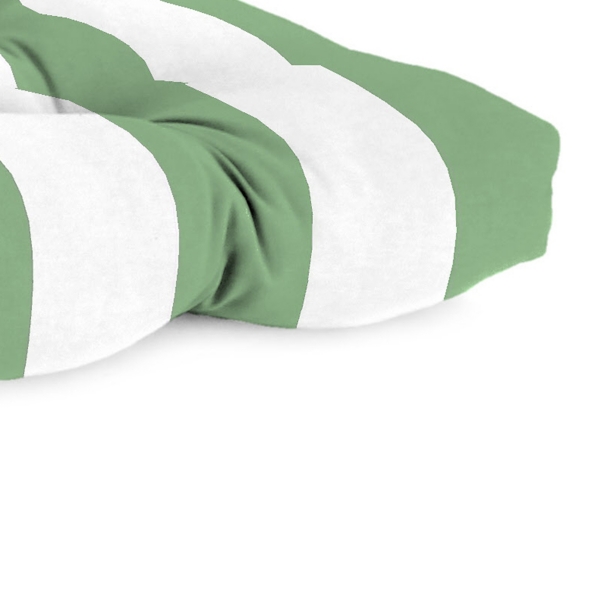 Green Stripes Tufted Canvas Outdoor Bench Cushion