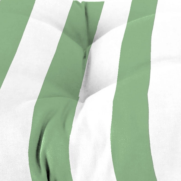 Green Stripes Tufted Canvas Outdoor Bench Cushion