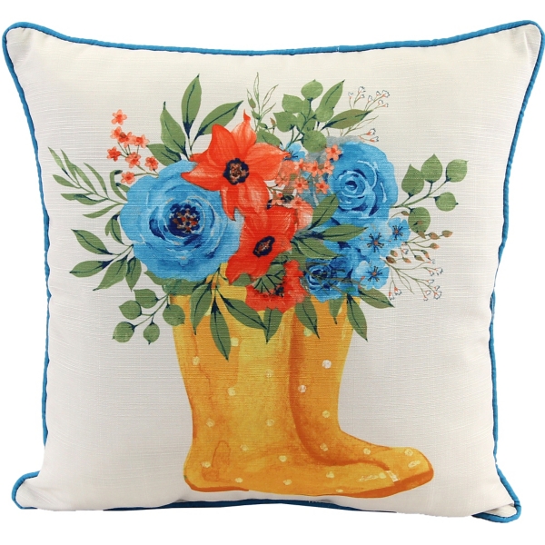 Floral Rain Boots Pillow