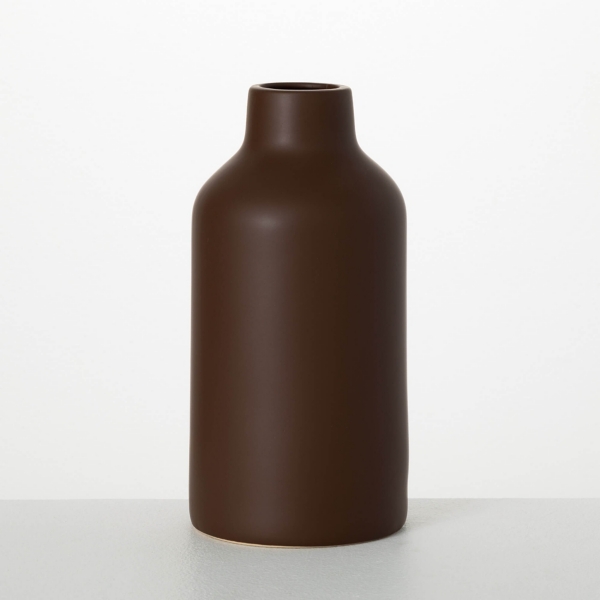 Matte Brown Ceramic Bottle Vase, 12 in. Kirklands Home