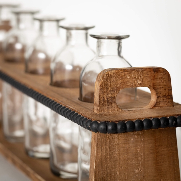 Bottle Vase Runner with Wooden Stand